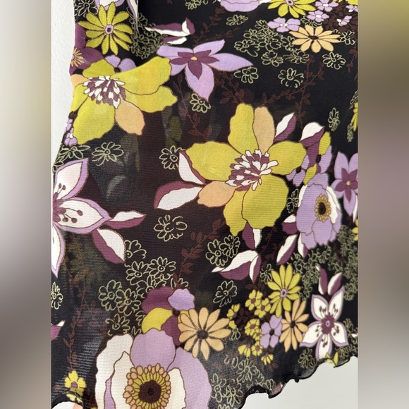 I.N. San Francisco Vintage ‘90s Y2K Sheer Mesh Floral N Neck Baby Doll Top - Picture 4 of 4